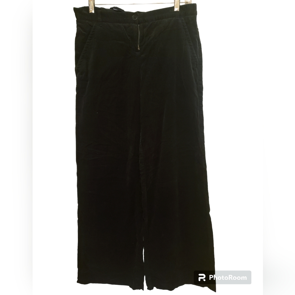 Max Studio Black Extra Wide Leg Corduroy Low Rise Pants Size S EUC
